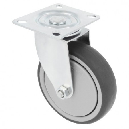 AMIG 23038  
 Rueda con pletina 2530  
 Ø100 mm  
 Goma  
 Gris