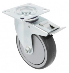 AMIG 23039  
 Rueda con pletina y freno 2530  
 Ø100 mm  
 Goma  
 Gris