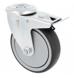 AMIG 23041  
 Rueda con agujero y freno 2531  
 Ø100 mm  
 Goma  
 Gris