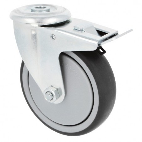 AMIG 23041  
 Rueda con agujero y freno 2531  
 Ø100 mm  
 Goma  
 Gris
