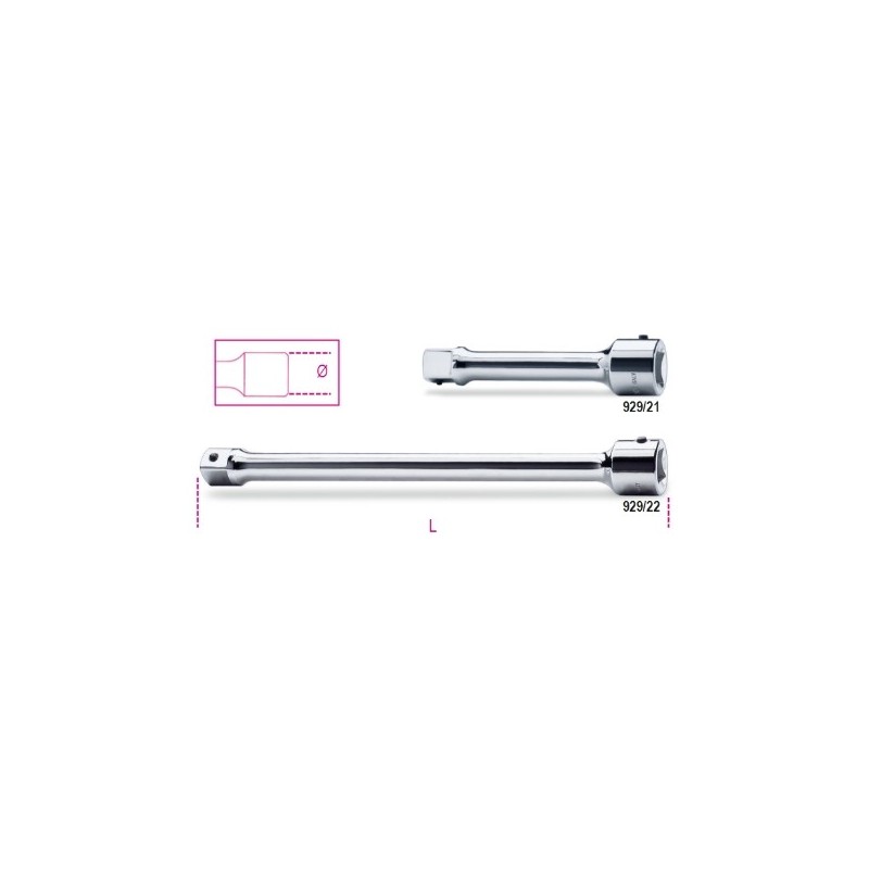 929/22 Alargadera con cuadrado macho y hembra de 1&quot,, cromada
