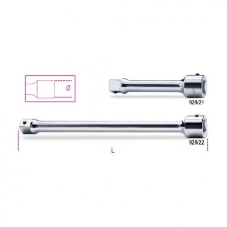 929/22 Alargadera con cuadrado macho y hembra de 1&quot,, cromada