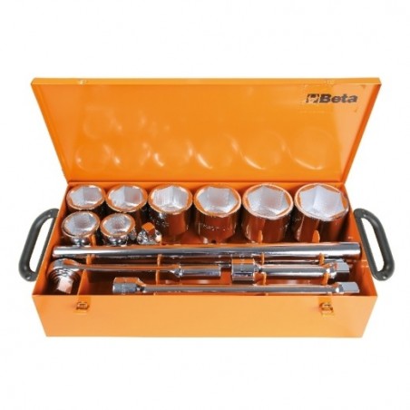 929/C8 Surtido de 8 vasos hexagonales y 5 accesorios, en caja de metal