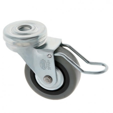 AMIG 23127  
 Rueda con agujero y freno 2505  
 Ø50 mm  
 Goma-poliamida  
 Gris