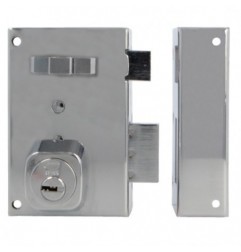 AMIG 23128  
 Cerradura sobreponer 75  
 72 x 112 mm  
 Acero  
 Cromado brillo - Derecha