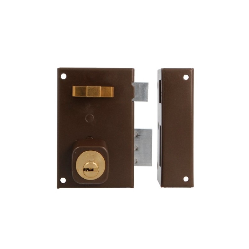 AMIG 23130  
 Cerradura sobreponer 75  
 72 x 112 mm  
 Acero  
 Marrón - Derecha