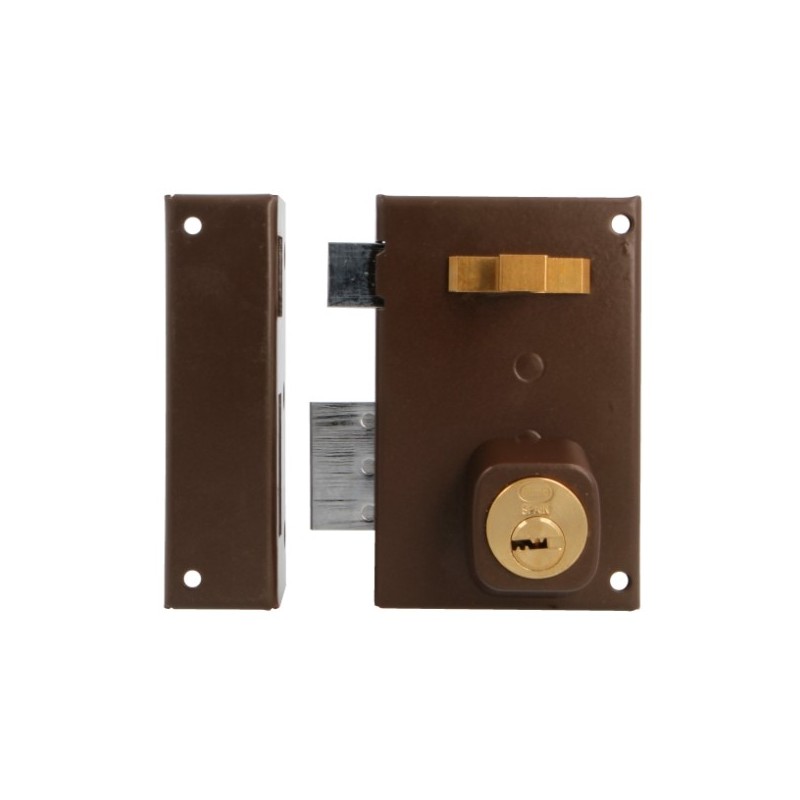 AMIG 23131  
 Cerradura sobreponer 75  
 72 x 112 mm  
 Acero  
 Marrón - Izquierda