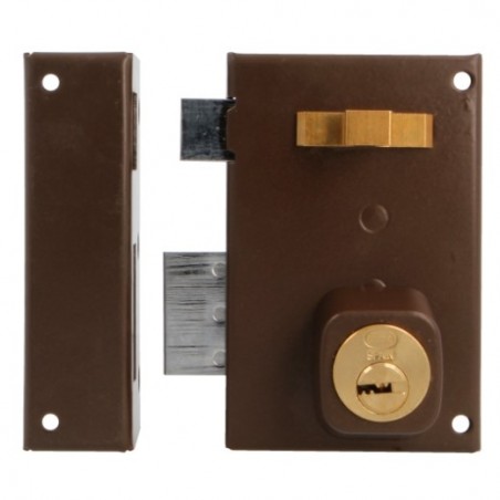 AMIG 23131  
 Cerradura sobreponer 75  
 72 x 112 mm  
 Acero  
 Marrón - Izquierda