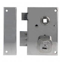 AMIG 23133  
 Cerradura sobreponer 75N  
 72 x 112 mm  
 Acero  
 Cromado brillo - Izquierda