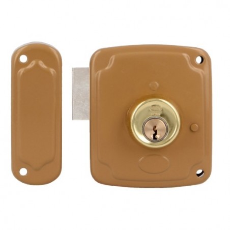 AMIG 23310  
 Cerradura sobreponer 72PU  
 80 x 95 mm  
 Acero  
 Esmaltado oro - Izquierda