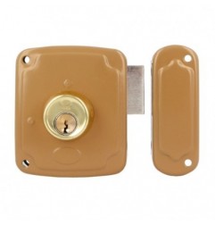 AMIG 23314  
 Cerradura sobreponer 72PU  
 120 x 95 mm  
 Acero  
 Esmaltado oro - Izquierda