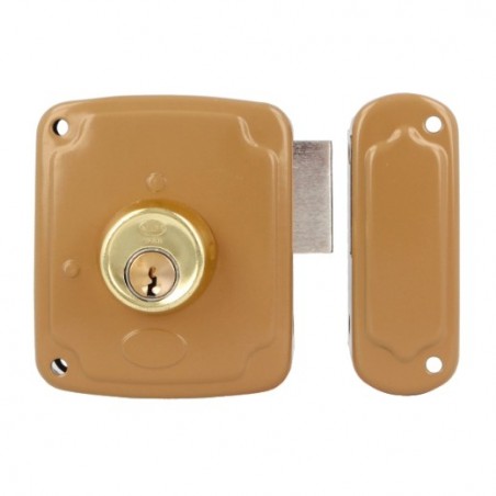 AMIG 23314  
 Cerradura sobreponer 72PU  
 120 x 95 mm  
 Acero  
 Esmaltado oro - Izquierda