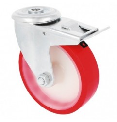 AMIG 23322  
 Rueda con agujero y freno 2541  
 Ø100 mm  
 Poliuretano  
 Rojo