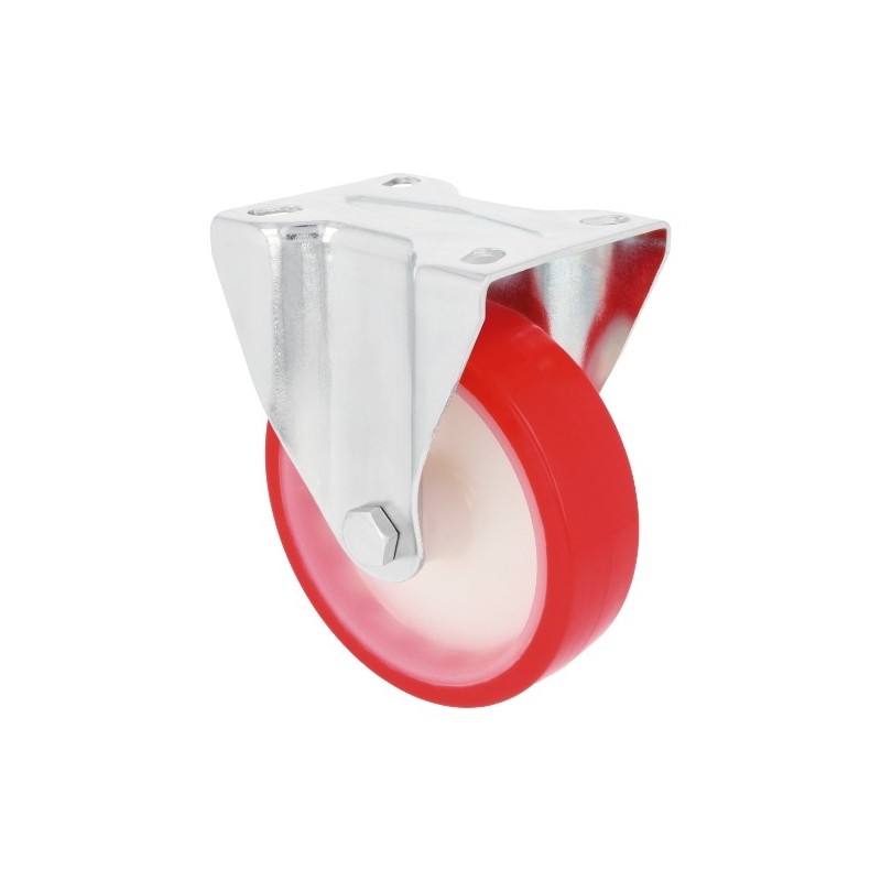 AMIG 23323  
 Rueda con pletina fija 2542  
 Ø80 mm  
 Poliuretano  
 Rojo