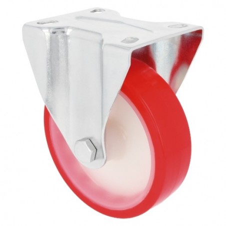 AMIG 23323  
 Rueda con pletina fija 2542  
 Ø80 mm  
 Poliuretano  
 Rojo