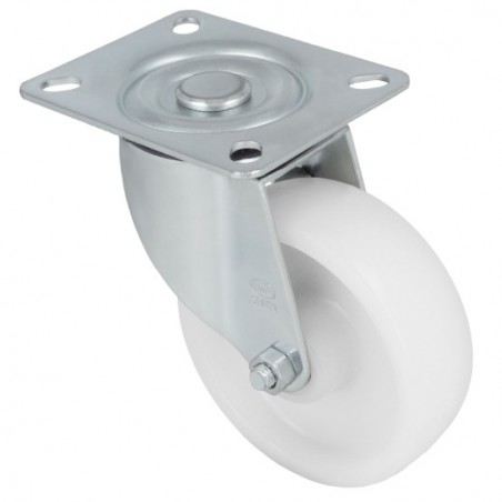 AMIG 23325  
 Rueda con pletina 2550  
 Ø100 mm  
 Nylon  
 Blanco