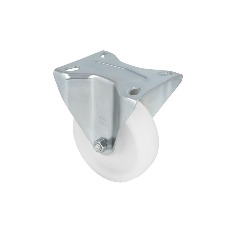AMIG 23329  
 Rueda con pletina fija 2552  
 Ø100 mm  
 Nylon  
 Blanco