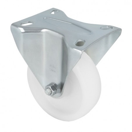 AMIG 23329  
 Rueda con pletina fija 2552  
 Ø100 mm  
 Nylon  
 Blanco