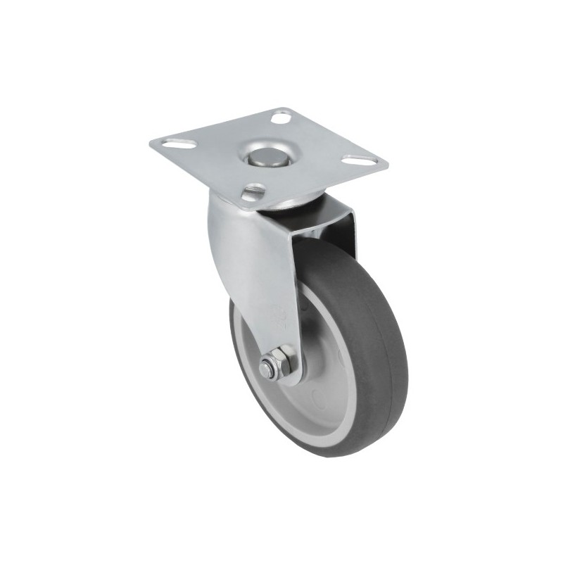 AMIG 23330  
 Rueda con pletina 2560  
 Ø100 mm  
 Acero inoxidable 18/8  
 Gris