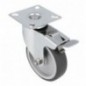 AMIG 23331  
 Rueda con pletina y freno 2560  
 Ø100 mm  
 Acero inoxidable 18/8  
 Gris