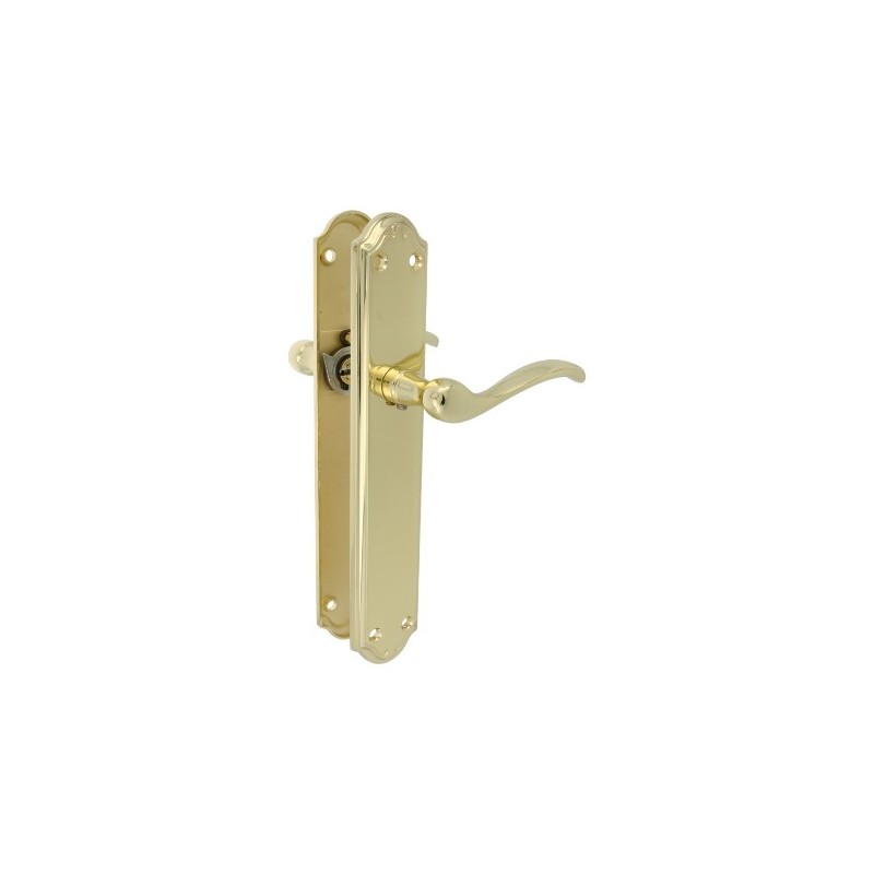 AMIG 23518  
 Manilla con placa ALFA  
 248 x 44 mm  
 Zamak  
 Latonado