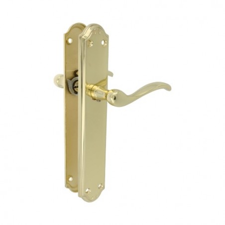 AMIG 23518  
 Manilla con placa ALFA  
 248 x 44 mm  
 Zamak  
 Latonado