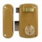 AMIG 23543  
 Cerradura sobreponer 75U  
 66 x 120 mm  
 Acero  
 Esmaltado oro - Izquierda