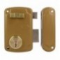 AMIG 23544  
 Cerradura sobreponer 75U  
 76 x 120 mm  
 Acero  
 Esmaltado oro - Derecha