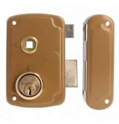 AMIG 23548  
 Cerradura sobreponer 75UN  
 76 x 120 mm  
 Acero  
 Esmaltado oro - Derecha