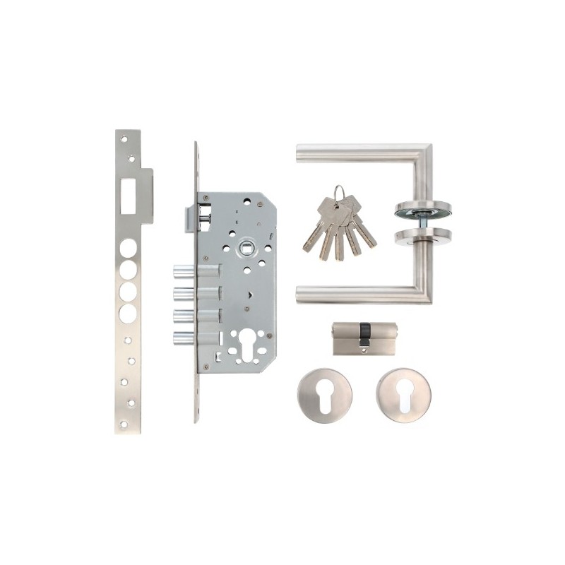 AMIG 23572  
 Kit cerradura madera + manilla 15  
 Acero inoxidable
