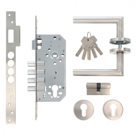 AMIG 23572  
 Kit cerradura madera + manilla 15  
 Acero inoxidable