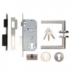 AMIG 23573  
 Kit cerradura madera + manilla 16  
 Acero inoxidable