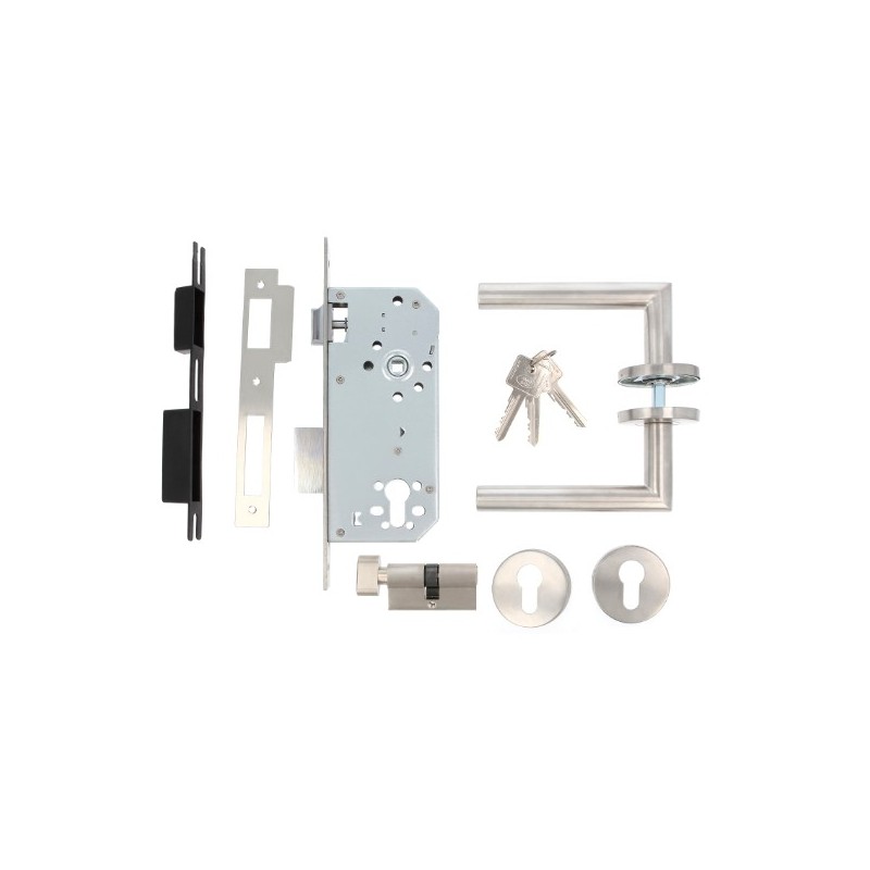 AMIG 23574  
 Kit cerradura madera + manilla 17  
 Acero inoxidable