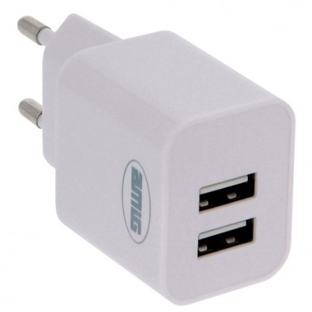 AMIG 23614  
 Cargador 2 puertos USB 3214  
 Polipropileno  
 Blanco