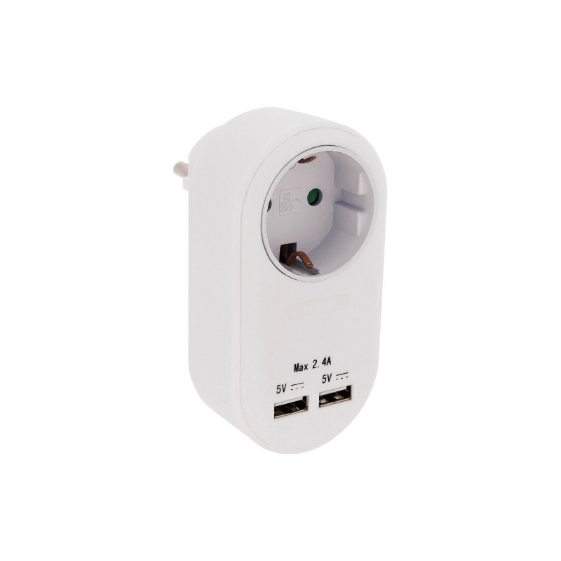 AMIG 23616  
 Adaptador cargador USB 3216  
 Polipropileno  
 Blanco
