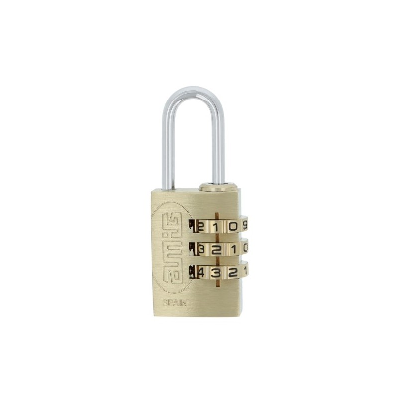 AMIG 23619  
 Candado combinación 42  
 20 mm  
 Latón  
 Mate