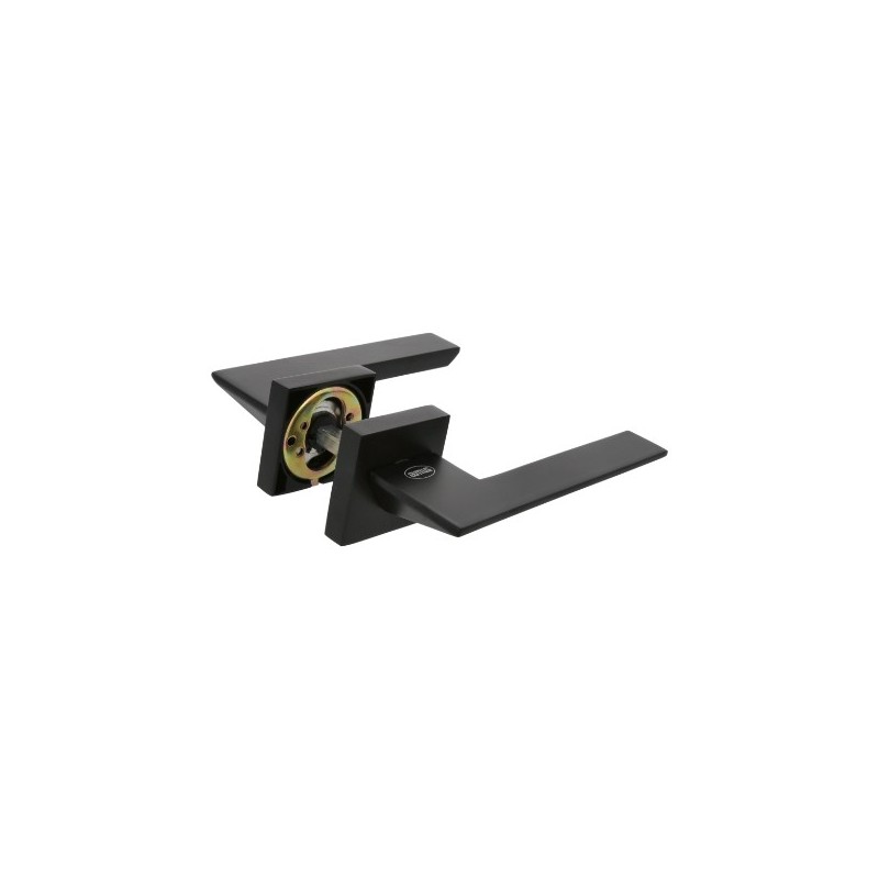 AMIG 23659  
 Manilla con roseta + bocallaves ZAHORA  
 51 x 51 mm  
 Zamak  
 Negro mate
