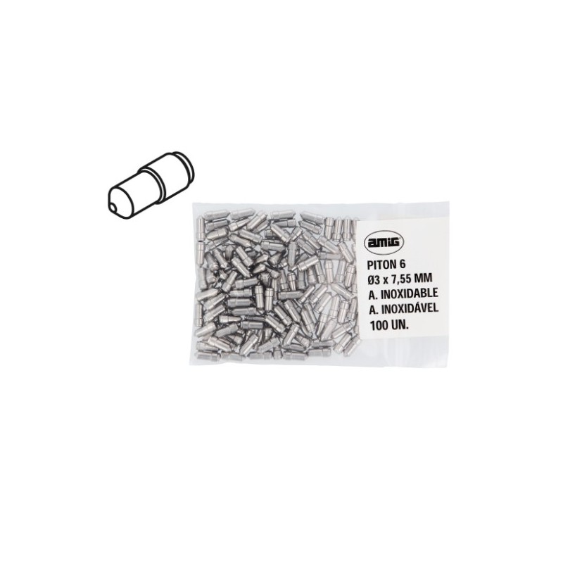 AMIG 23698  
 Pitón 6  
 Ø3 x 7,55 mm  
 Acero inoxidable