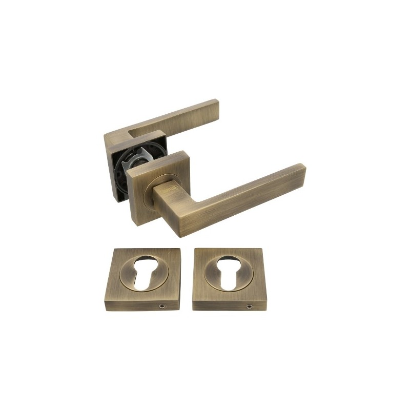 AMIG 23738  
 Manilla con roseta + bocallaves CADIZ  
 51 x 51 mm  
 Zamak  
 Cuero