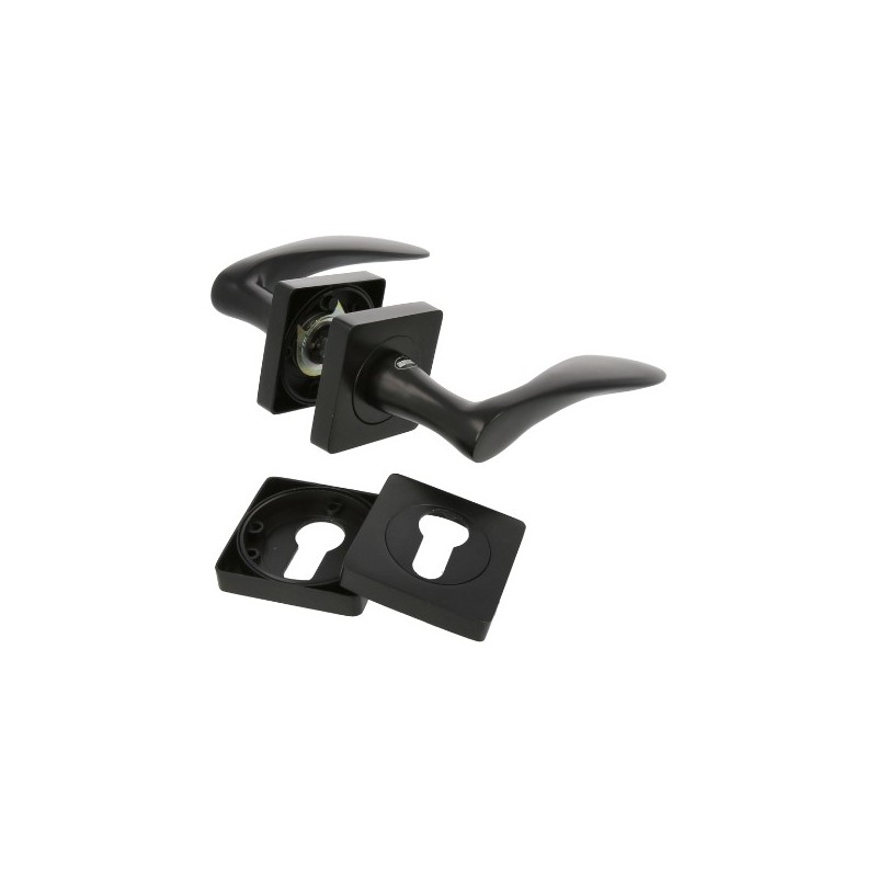 AMIG 23839  
 Manilla con roseta + bocallaves ROCHE  
 51 x 51 mm  
 Zamak  
 Negro mate