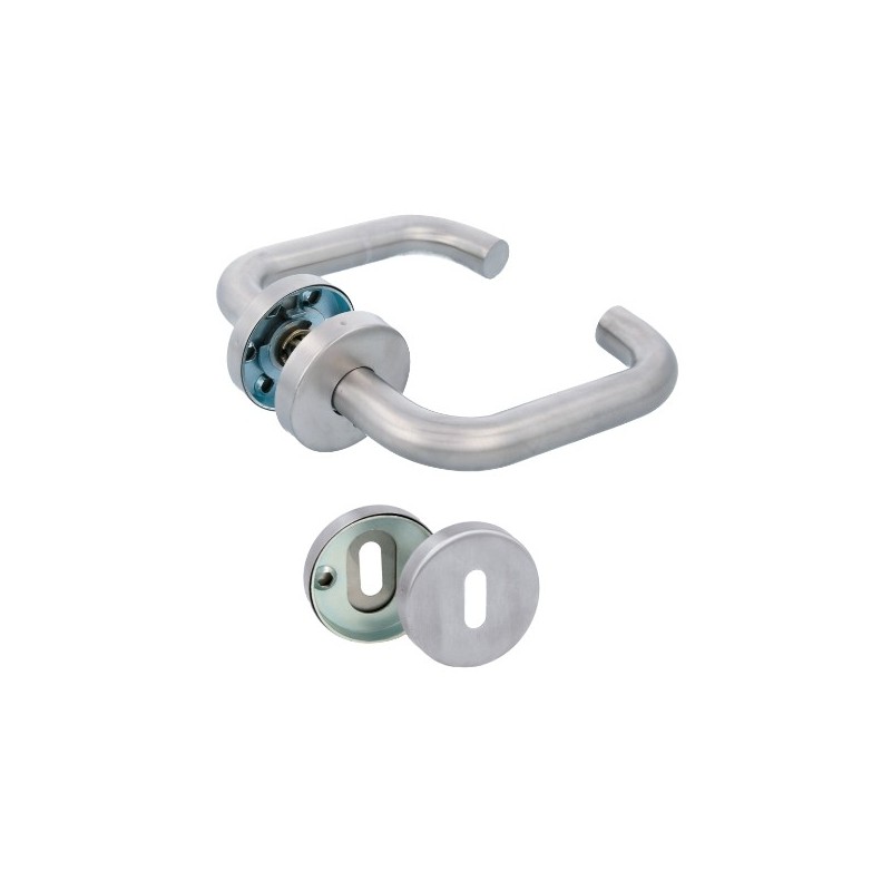 AMIG 23875  
 Manilla con roseta 3RGX  
 Ø53 mm  
 Acero inoxidable  
 Mate