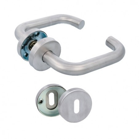 AMIG 23875  
 Manilla con roseta 3RGX  
 Ø53 mm  
 Acero inoxidable  
 Mate