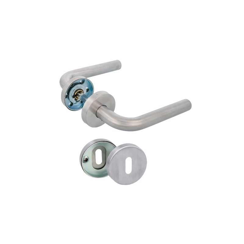 AMIG 23876  
 Manilla con roseta 4RGX  
 Ø53 mm  
 Acero inoxidable  
 Mate