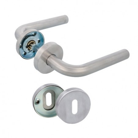 AMIG 23876  
 Manilla con roseta 4RGX  
 Ø53 mm  
 Acero inoxidable  
 Mate