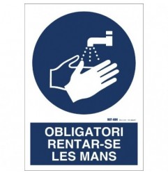 AMIG 23915  
 Señal obligación adhesiva 10010  
 90 x 120 mm  
 PVC  
 Blanco/Azul