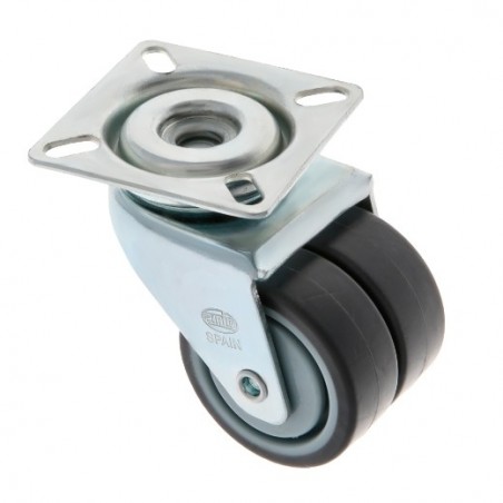 AMIG 23926  
 Rueda doble con pletina 2514  
 Ø50 mm  
 Goma-poliamida  
 Gris