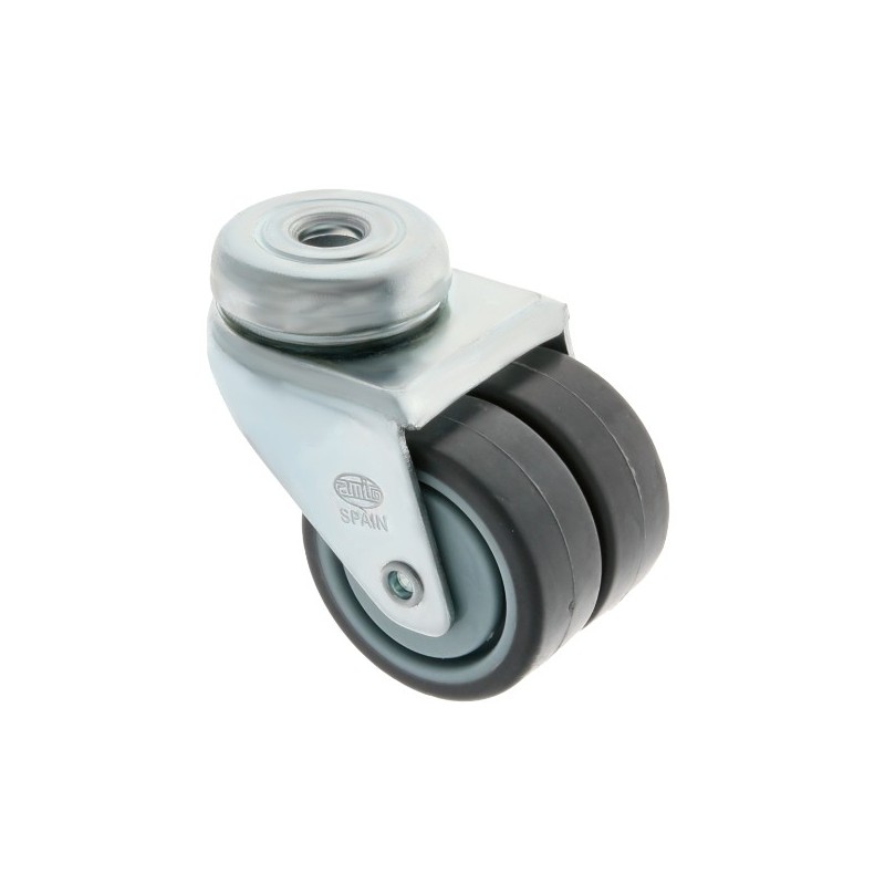 AMIG 23928  
 Rueda doble con agujero 2515  
 Ø50 mm  
 Goma-poliamida  
 Gris