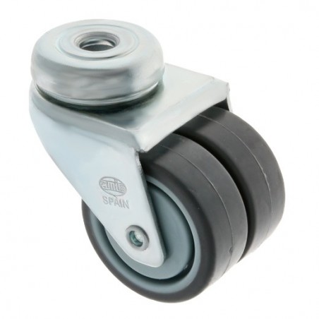 AMIG 23928  
 Rueda doble con agujero 2515  
 Ø50 mm  
 Goma-poliamida  
 Gris