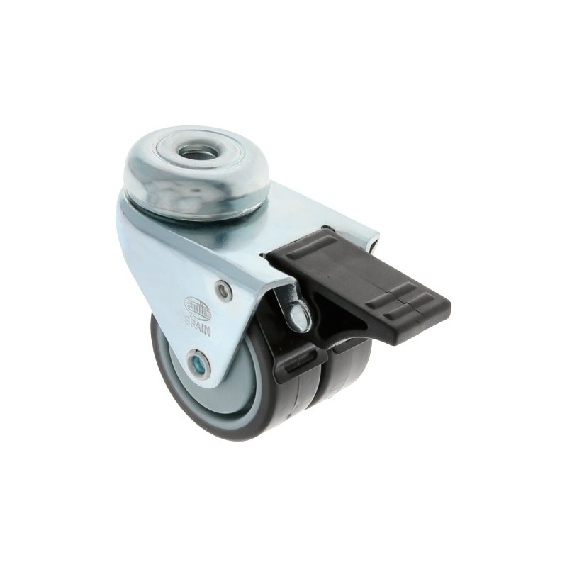 AMIG 23929  
 Rueda doble con agujero y freno 2515  
 Ø50 mm  
 Goma-poliamida  
 Gris