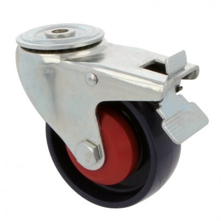 AMIG 23937  
 Rueda con agujero y freno 2554  
 Ø100 mm  
 Nylon  
 Azul